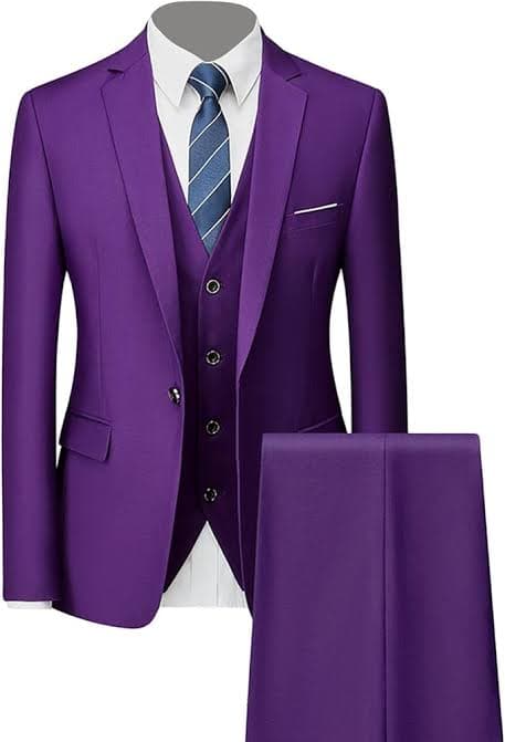 Purple 3-piece Complete Men Official Suit 1 button executive category